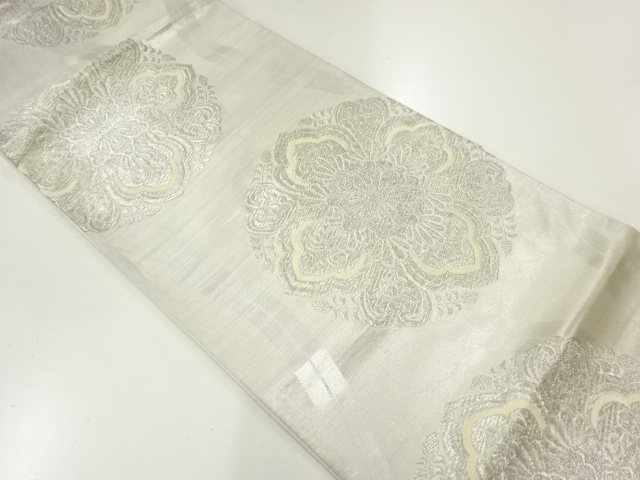 アンティーク　立涌に華紋模様織出し袋帯（材料）